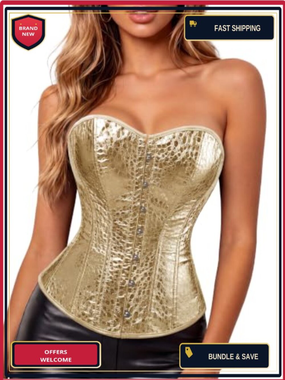 Faux Leather Corset Top Steampunk Gothic Cosplay Bustier